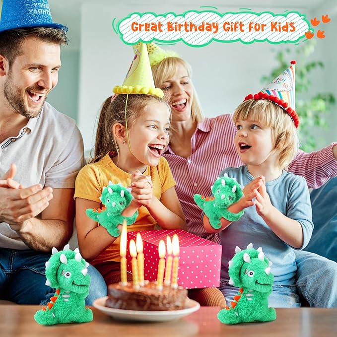 4 Pcs Huggers Butterfly Dinosaur Stuffed Animal Slap Bracelets for Kids, 8 Inch Plush Animal Wrist Cute Snap Bracelets in Bulk for Boys and Girls Birthday Gifts Party Favors(Dinosaur)