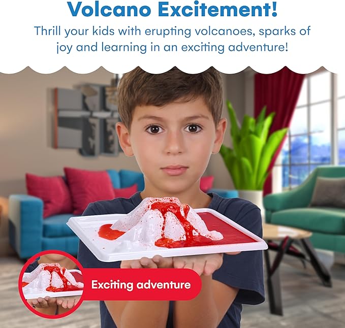 Alpine Choice Volcano Kit - Includes Fast Drying Plaster, Volcano Mold, Non-Toxic Paint and Brush, Stir Stick - Science Experiments for Kids 3+ - STEM Learning Toy - Black