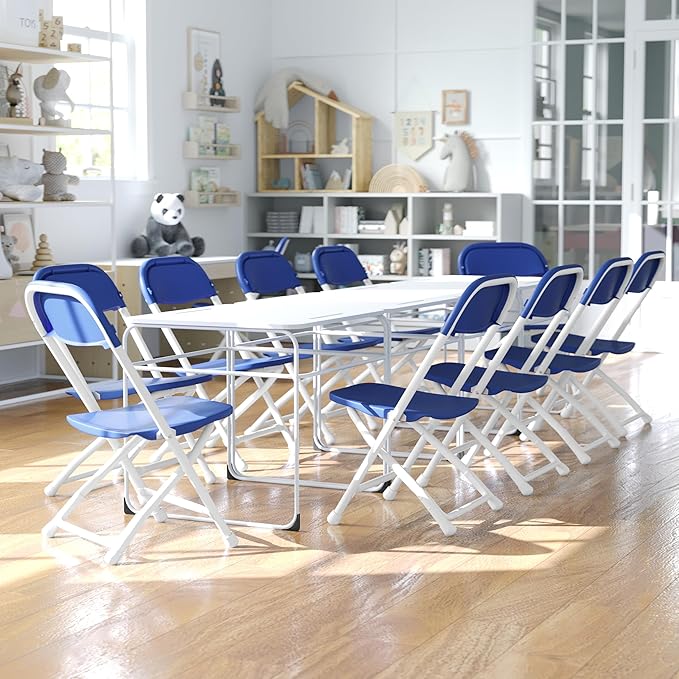 Flash Furniture Timmy 10 Pack Kids Blue Plastic Folding Chair