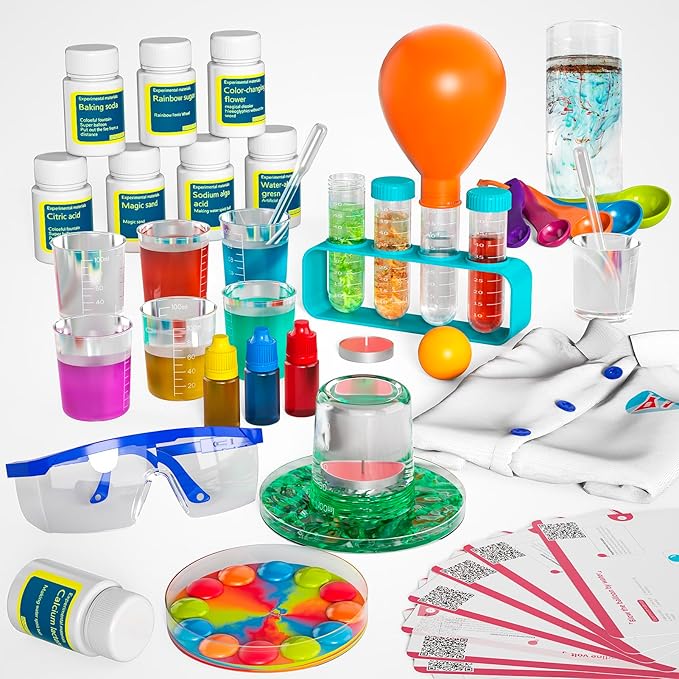 240+ Lab Experiments Science Kit for Kids 4-6-8-12, STEM Educational Scientific Toys for Boys Girls with Lab Coat Scientist Costume & Goggle, Chemistry Set Birthday for Kids Boys Girls