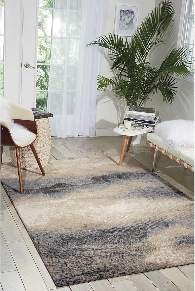 Nourison Maxell Nourison Flint 6'6" x 9'6" Area -Rug, Easy -Cleaning, Non Shedding, Bed Room, Living Room, Dining Room, Kitchen (7x10)