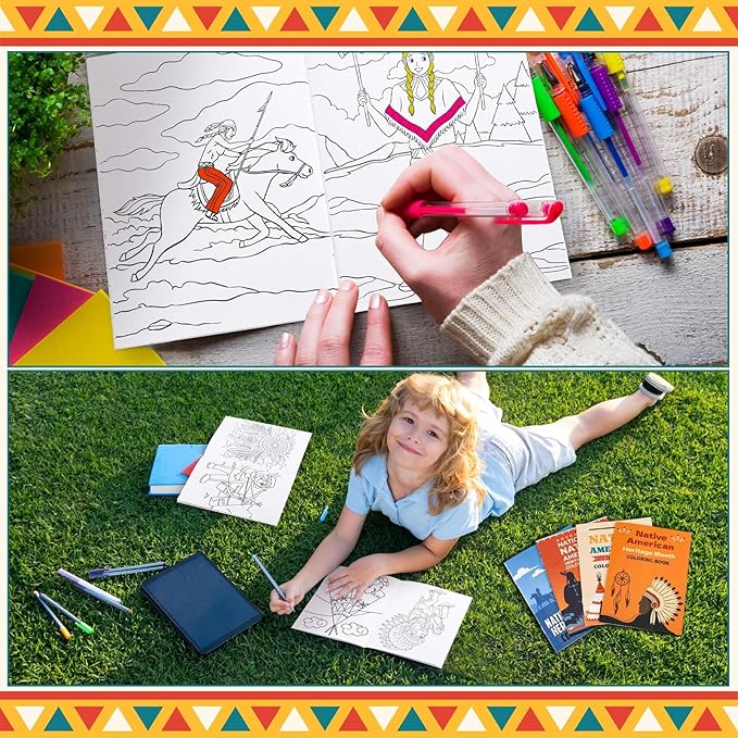 24 Pcs Native American Heritage Month Coloring Book Bulk Heritage Month Coloring Book Heritage Month Western Coloring Book Mini DIY Art Drawing Book for Gifts Party Supplies