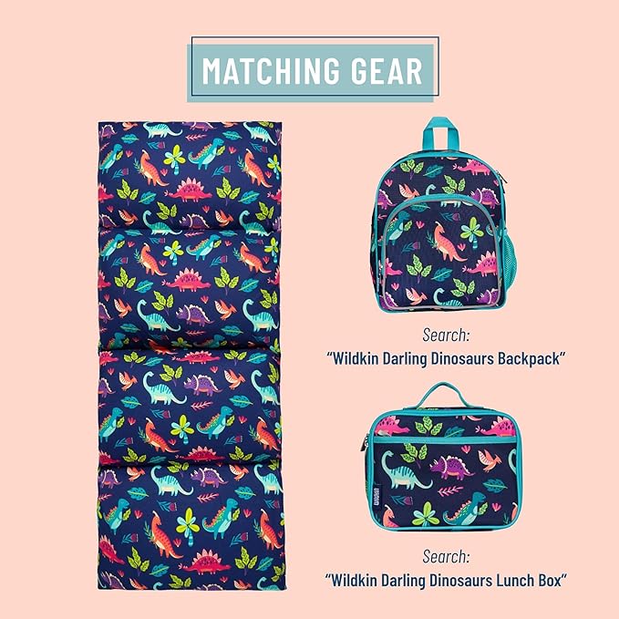 Wildkin Kids Floor Lounger: Ideal for Boys and Girls, Travel-Friendly, Perfect for Sleepovers - Pillow Lounger for Kids, Requires Standard Size Pillows Not Include (Darling Dinosaurs)