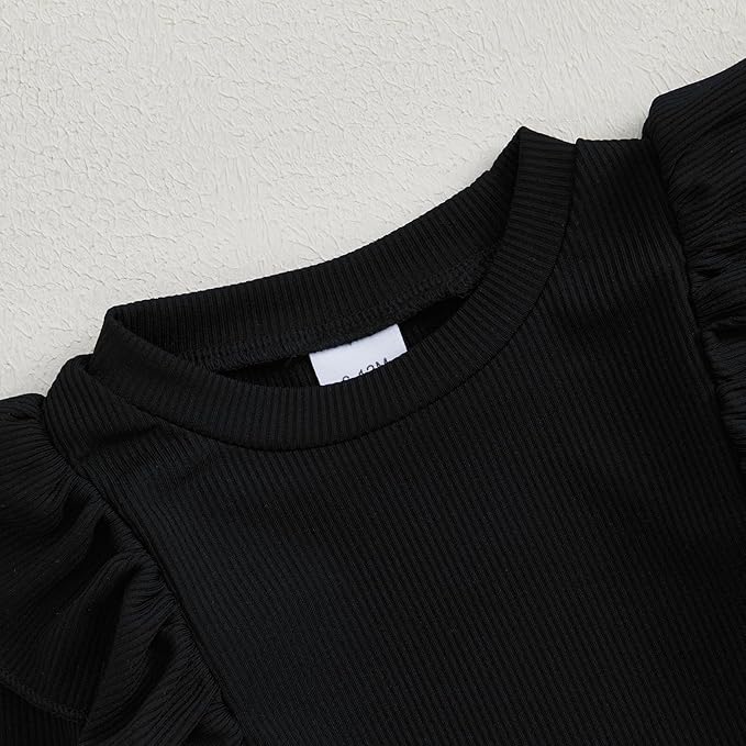 Fernvia Toddler Baby Girl Fall Winter Skirt Set Turtleneck Ribbed Long Sleeve T-Shirt Top & Plaid Skirts Dress 2Pcs Outfits