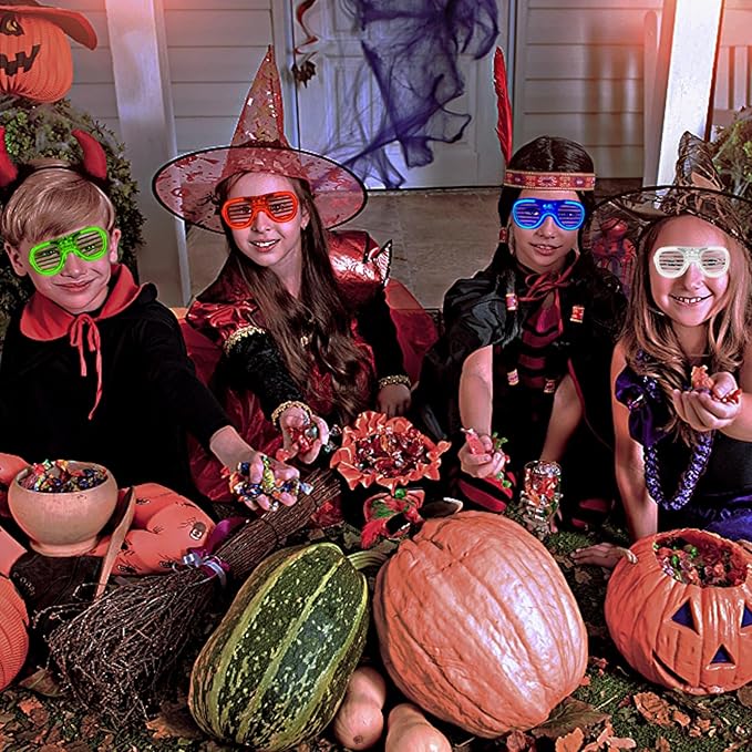 70 Packs LED Glasses 5 Neon Colors glow in the dark party supplies Favor for Kids Adult Glow sticks Light Up Glasses fit Holiday Birthday Valentine's Day and Halloween Party Supplies Cosplay Christmas