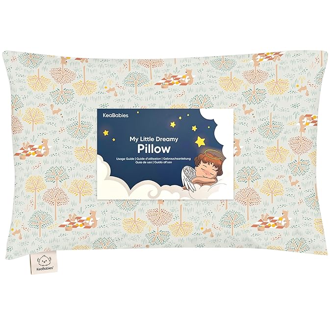 Toddler Pillow with Pillowcase - 13x18 My Little Dreamy Pillow, Organic Cotton Toddler Pillows for Sleeping, Kids Pillow, Travel Pillows, Mini Pillow, Nursery Pillow, Toddler Bed Pillow (Wild Picnic)