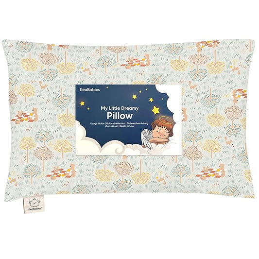Toddler Pillow with Pillowcase - 13x18 My Little Dreamy Pillow, Organic Cotton Toddler Pillows for Sleeping, Kids Pillow, Travel Pillows, Mini Pillow, Nursery Pillow, Toddler Bed Pillow (Wild Picnic)