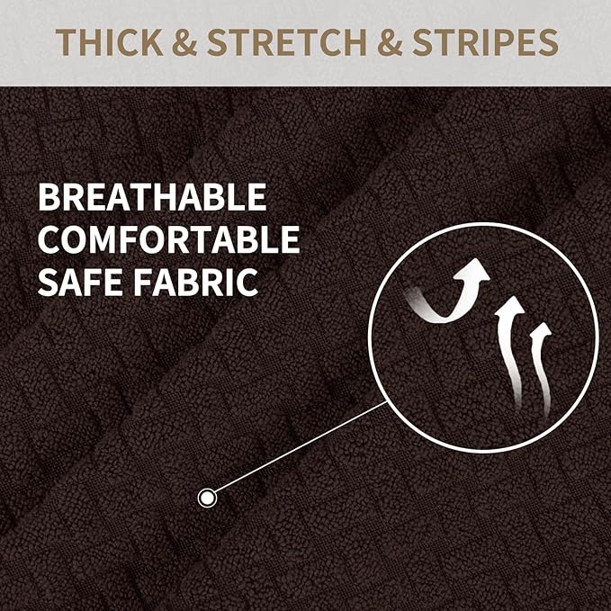 JIVINER 6-Piece Loveseat Recliner Slipcover Stretch Jacquard Recliner Sofa Cover 2 Seater Washable Reclining Couch Cover with Pocket Fitted Furniture Protector Cover (Loveseat Recliner, Dark Coffee)