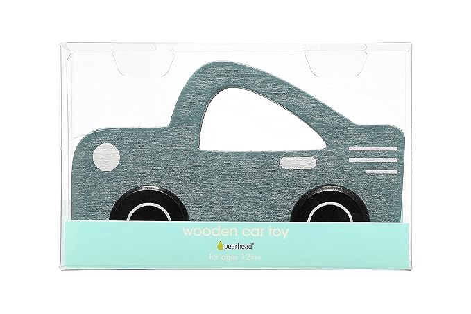 Pearhead Wooden Toy Car, Push and Pull Montessori Baby and Toddler Toy, Gender-Neutral Push Toy, Baby Girl or Baby Boy Nursery Accessory