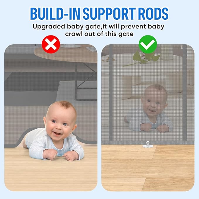 34X100” Extra Wide Retractable Baby Gate, Extra Wide Safety Kids or Pets Gate, 34” Tall, Extends to 100” Extra Wide, Mesh Safety Dog Gate for Stairs, Indoor, Outdoor, Doorways, Hallways