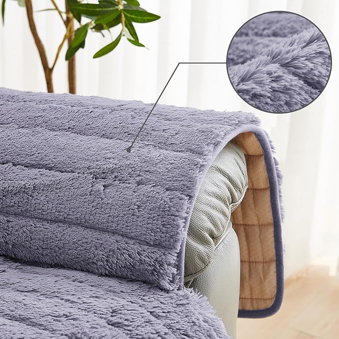 RBSC Home Plush Recliner Slipcover 23 Inches Chair Covers Artificial Wool Lazy Boy Cover Quilted Cover for Recliner Chairs and Furniture Soft Warm