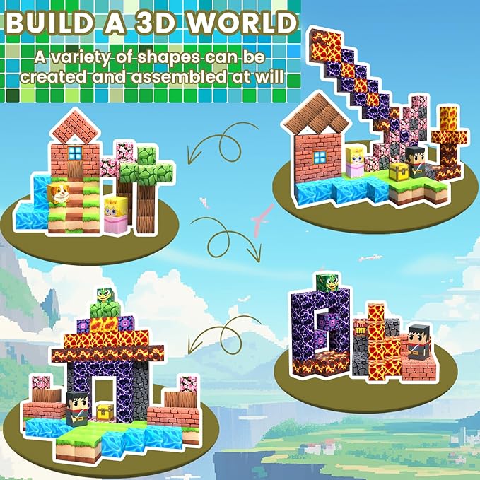 Magnetic Blocks, 3D Building Blocks Set for Kids Ages 3 4 5 6 7 8 9 10, 100 PCS Magnetic Cube, STEM Montessori Construction Toys for Easter Birthday Gifts (CX-001)