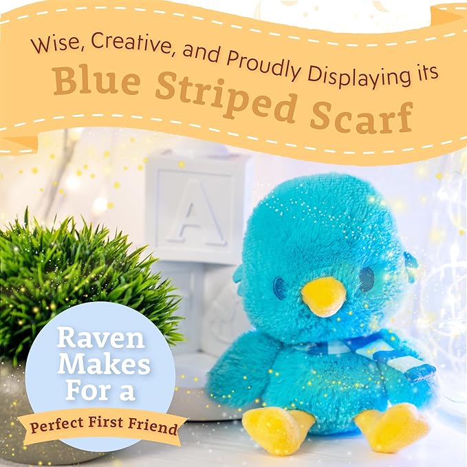 KIDS PREFERRED Harry Potter Ravenclaw Blue Raven Plush Stuffed Animal with Blue Stripped Scarf Hogwarts House Collectible for Babies, Toddlers, and Kids 6 Inches