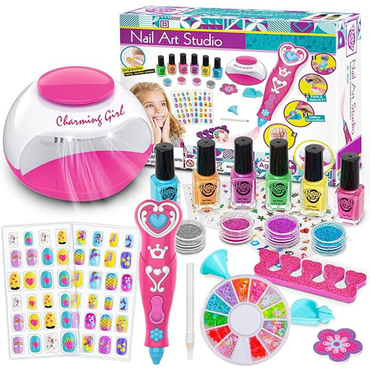 Kids Nail Polish Set for Girls, Kids Nail Art Kit for Girls Ages 7-12 Years Old - Cool Girly Stuff - Girls Gifts Ideas -6 7 8 9 10 11 12 Year