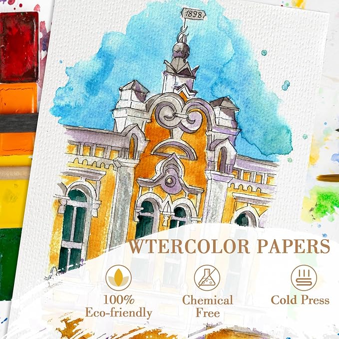 50PCS 4x4 Watercolor Paper Bulk, 140lb/300g Cold Press Thick Water Color Paper Pad for Kid Child Adult, White Art Paper for Drawing Painting Markers Gouache, Textured Cotton Paper Sheets