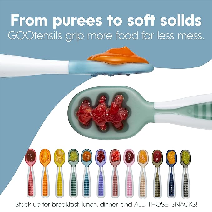 NumNum Baby Spoons Set, Pre-Spoon GOOtensils for Kids Aged 6+ Months - First Stage, Baby Led Weaning (BLW) Spoon - Self Feeding, Silicone Toddler Food Utensils - 6 spoons, Beach Party