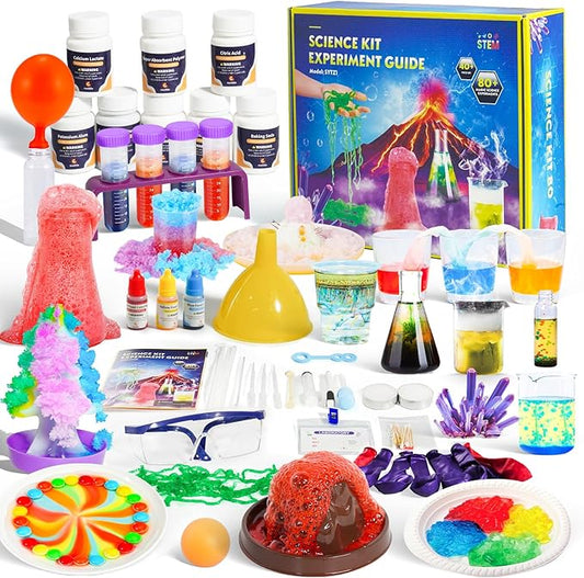 80+ Science Experiment Kit for Kids Ages 5-6-7-8, STEM Learning and Educational Toys, First Science Kit for Boys Girl Birthday Gifts