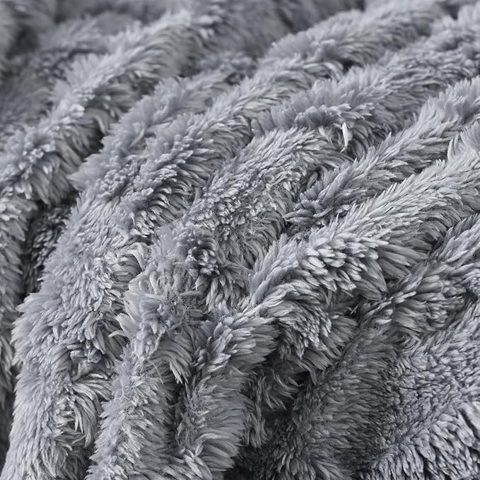 vctops Geometric Jacquard Plush Recliner Chair Cover Soft Fuzzy Fluffy Reclining Chair/Furniture Protector with Elastic Straps for Kids, Pets(Grey,21.7")