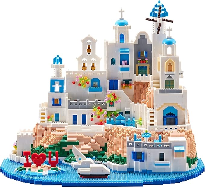 Architecture Micro Building Blocks Set for Adults- 5810PCS Romantic City Collectible Aegean Sea Mini Castle Building Blocks Modle Kits, Creative Present for Kids Age of 14+