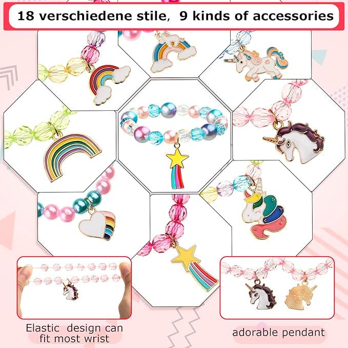 36 Pcs Unicorn Party Favors Unicorn Headbands for Girls Colorful Unicorn Bracelet Christmas Kids Gifts Rainbow Bracelets Unicorn Horn Headband for Birthday Party Supplies