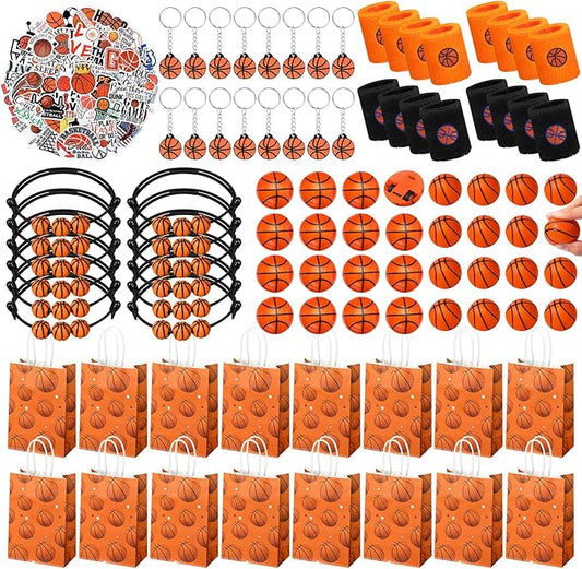 Aoriher 162 Pcs Basketball Party Favors, Basketball Party Gift Goodie Bag Fillers Foam Basketballs Tattoo Stickers Keychains Sticker Charm Bracelets Sport Wristband Pull Back Cars for Party Supplies