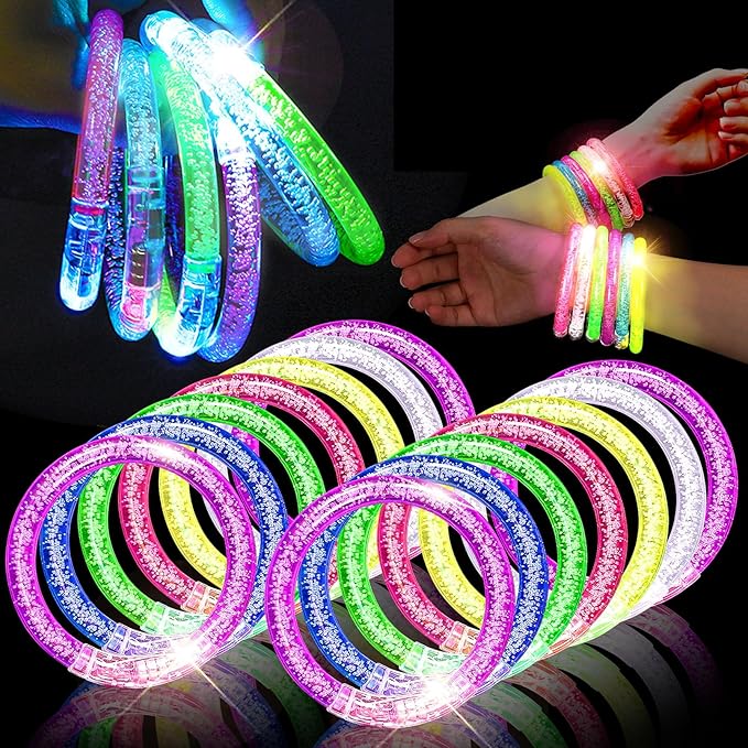 50Pcs Glow Bracelets,LED Bracelets Light up Bracelets,Glow In The Dark Bracelets 6 Colors,LED Party Supplies for Kids Adults,LED Glow Stick Bracelet for Party Birthday Concerts Night Events