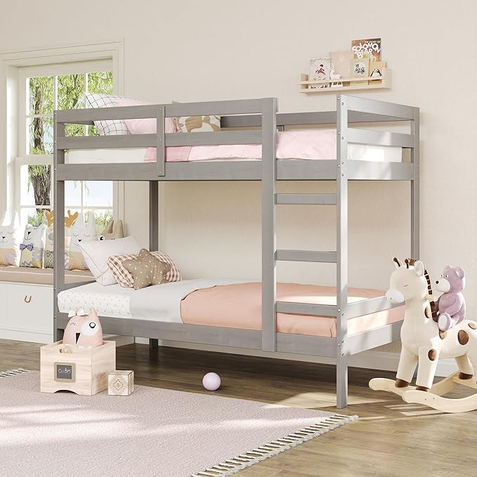 Walker Edison Modern Twin-Size Children's Bed Frame Bedroom, Twin-Size, Grey