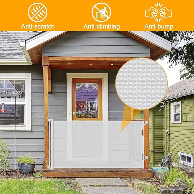 60 Inch Retractable Baby Gates Dog Gates for The House 33’’Tall Baby Gates for Doorways Extend up to 60’’Wide Dog Gate for Stairs Retractable Gate Outdoor Gates for Decks Dog Gate Indoor (Light Gray)