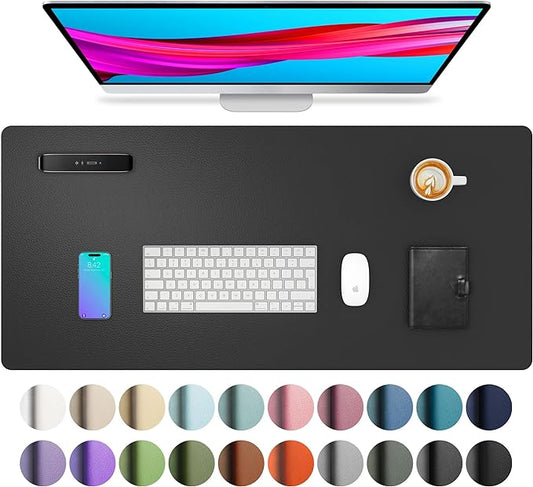 Aothia Leather Desk Pad Protector,Mouse Pad,Office Desk Mat, Non-Slip PU Leather Desk Blotter,Laptop Desk Pad,Waterproof Desk Writing Pad for Office and Home (Black,31.5" x 15.7")