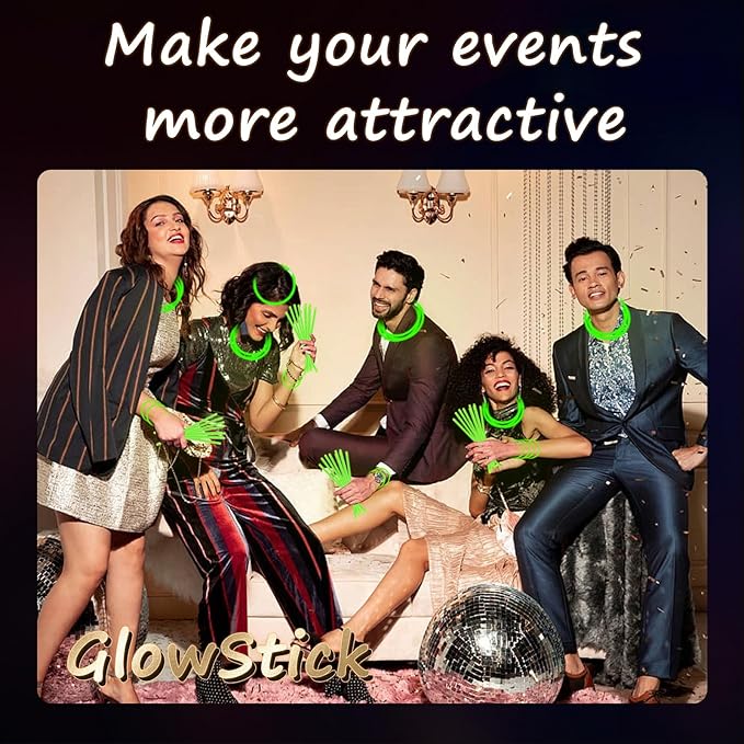 75 Glow Sticks Bracelets and Necklaces, 8'' Glowsticks Bulk Pack Bright Glow in the Dark Party Supplies for Kids (Green)