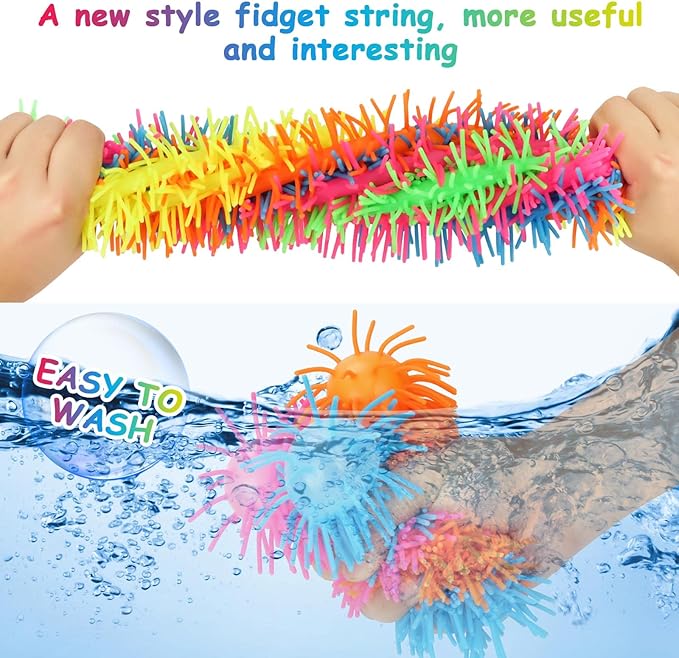 5 Packs Squishy Fidget Soft Bracelets Toys,Silicone Fuzzy Band Sensory Stringy Bracelet for Kids and Adults