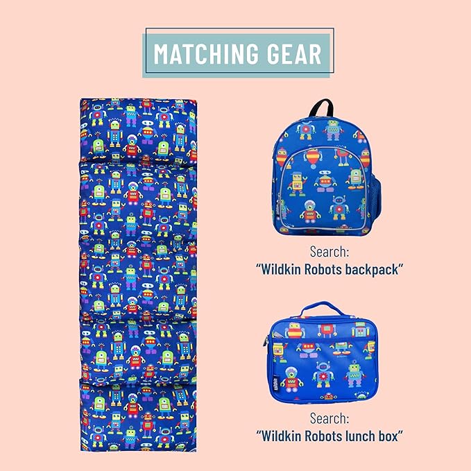 Wildkin Kids Microfiber Floor Lounger – Travel-Friendly, Sleepovers, Pillow Not Included - Robots