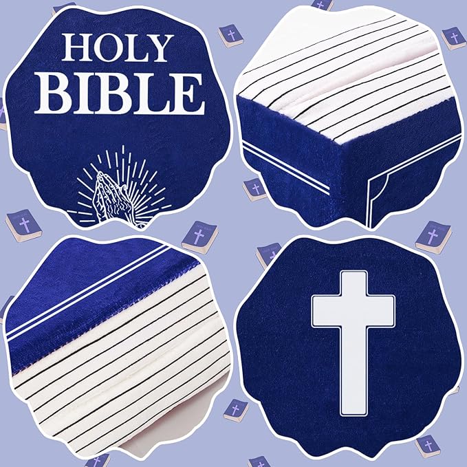 Children's Cartoon Plush Toy Throw Pillows, Christmas holiday Bible Book Pillow that Opens, Home Aesthetic Room Decorative Pillow, Kids Pillow, for Bedroom Sofa Cushion Chair Couch Bed (Blue)