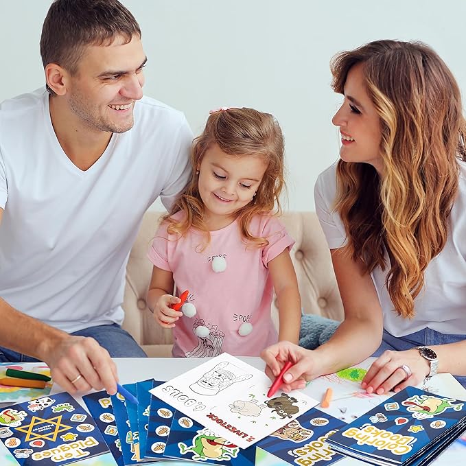 24Pcs Passover Coloring Books for Kids Bulk Ten Plagues Mini Coloring Booklet Pesach Jewish Holiday DIY Educational Art Drawing Book with for Jewish Pesach Seder Party Favors Goodie Bag Filler