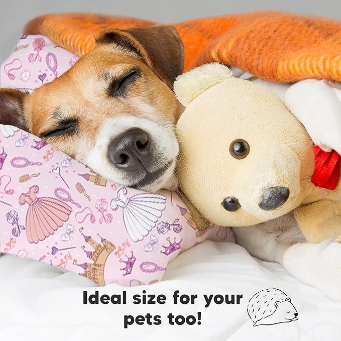 Toddler Pillow with Pillowcase - 13x18 My Little Dreamy Pillow, Organic Cotton Toddler Pillows for Sleeping, Kids Pillow, Travel Pillows,Mini Pillow,Nursery Pillow,Toddler Bed Pillow (Dear Princess)