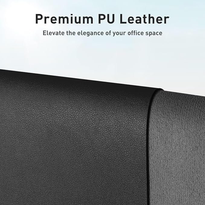 Aothia Leather Desk Pad Protector, Mouse Pad, Office Desk Mat, Non-Slip PU Leather Desk Blotter, Laptop Desk Pad, Waterproof Desk Writing Pad for Office and Home (48"x17", Black)