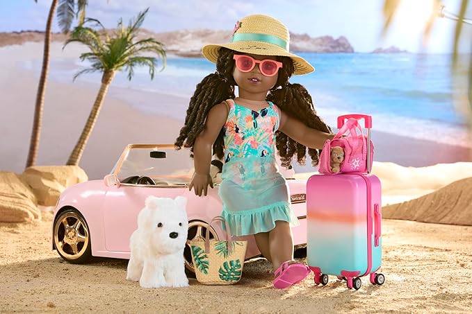 American Girl Coconut Chip White Dog for 18-inch Dolls plus Pet Accessories