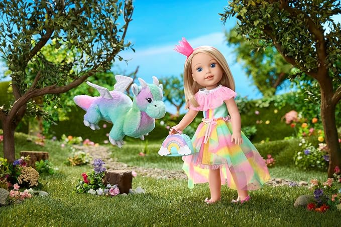 American Girl WellieWishers 14.5-inch Camille Doll Playset with Crisella The Dragon, Doll Dress and Accessories, and Storybook, for Ages 4+