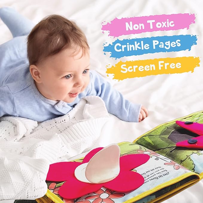 Just Imagine Bilingual Soft Book for 1 Year Old Babies | Written in English and Spanish | Sensorial Felt Book for Babies | Carry on Travel Play and Learn Sensory Toys | Early Child Development.