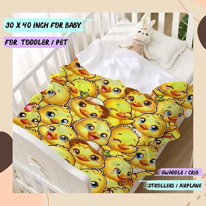 Little Yellow Ducks Adult duck Blanket Kids Funny Blanket Suitable for Bedroom Living Room bed sofa Crib Couch Chair outdoor All Season Items That Yellow Duck Lovers Will Love 50"x40"for Kid
