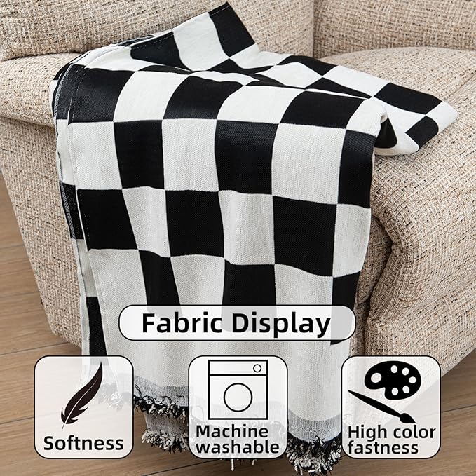 Recliner Chair Covers Lazy Boy Recliner Covers Armchair Cover Blanket Sofa Thick Soft Fabric Living Room Bedroom Throw Washable Sofa Slipcovers for Pets Kids (Black Plaid)