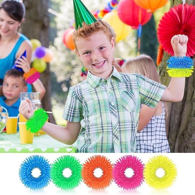 5 Packs Squishy Fidget Soft Bracelets Toys,Silicone Fuzzy Band Sensory Stringy Bracelet for Kids and Adults