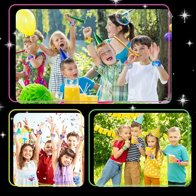 25Pack LED Light Up Fidget Spinner Bracelets, Glow in The Dark Party Favors for Kids 4-8-12, Carnival Prizes, Birthday Return Gifts, Goodie Bag Stuffers