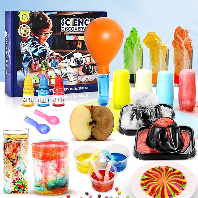 Science Kits for Kids 68 Lab Science Experiments Educational Scientific Toys, STEM Activities Educational Scientist Toys Gifts for Boys Girls Chemistry Set Volcano Eruption Activities Science Project