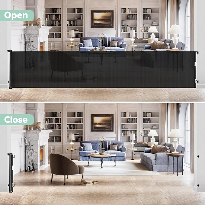 175 Inch Retractable Dog Gate Extra Wide Baby Gate Retractable Baby Gates Extra Wide Pet Gates for Dogs Extra Long Baby Gate Extra Large Dog Gates for The House Extra Wide Dog Gates for Large Openings