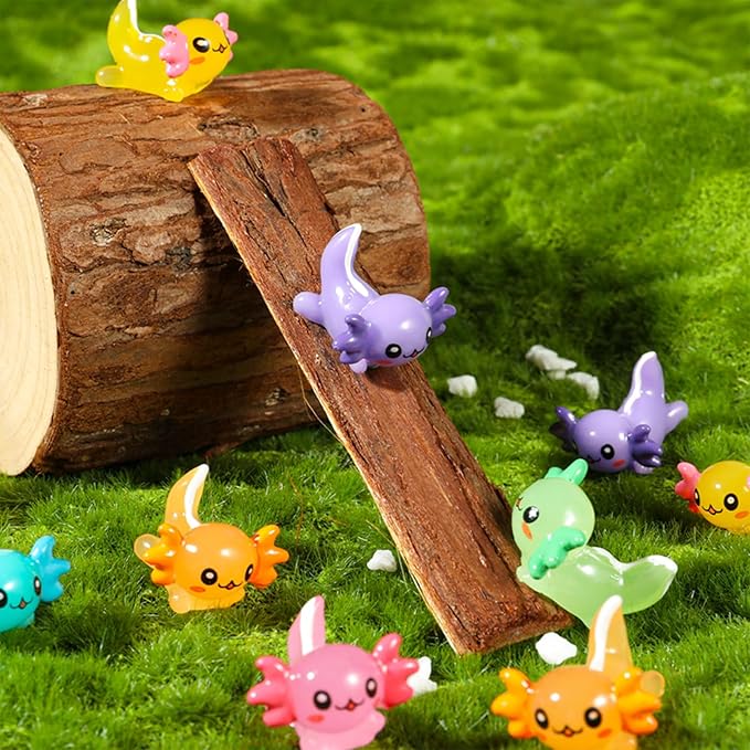 70 Pcs Mini Resin Axolotl, Tiny Axolotl Miniature Figures Toy Mini Axolotl Charm Ornament for Fairy Garden Landscape Aquarium Birthday Christmas Party Decoration