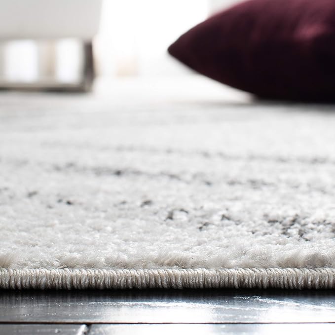 SAFAVIEH Adirondack Collection Runner Rug - 2'6" x 8', Ivory & Grey, Modern Geometric Distressed Design, Non-Shedding & Easy Care, Ideal for High Traffic Areas in Living Room, Bedroom (ADR253A)