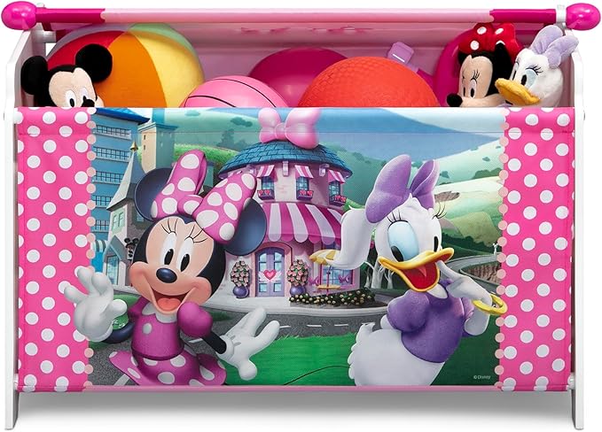 Delta Children Disney Minnie Mouse 4-Piece Toddler Room-in-a-Box Set – Includes Sleep and Play Toddler Bed, Table, 1 Chair and Toy Box, Pink