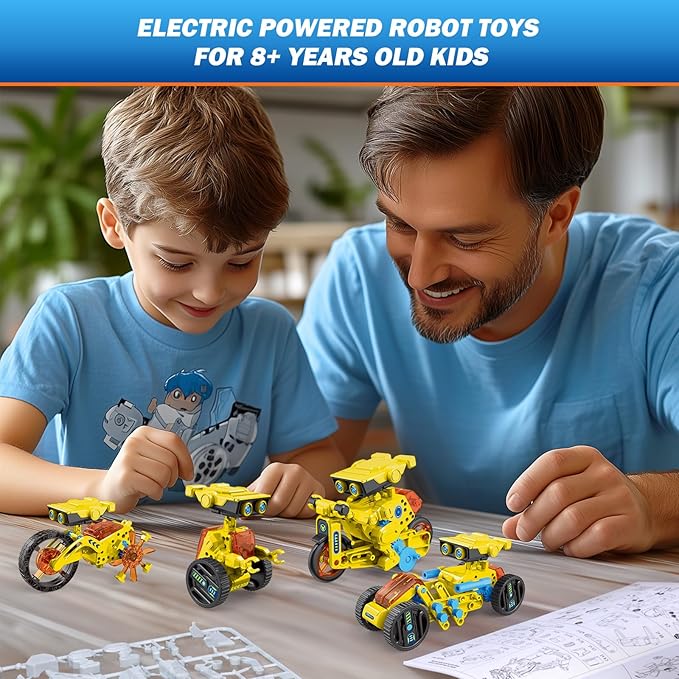 AESGOGO 12-in-1 Electric Robot Kit, STEM Projects Toys for Kids Age 8-12 Birthday Gifts, DIY Building Science Experiment Kit Battery Powered Education for Boys Girls Aged 8 9 10 11 12 13 14 Year Old