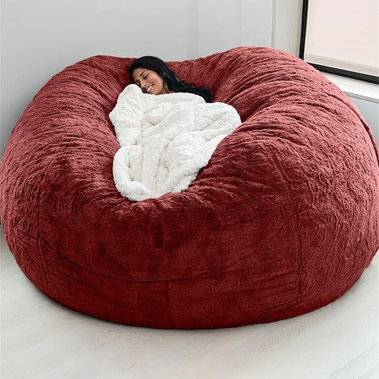 Big Huge Giant Bean Bag Chair for Adults, (No Filler) Bean Bag Chairs in Multiple Sizes and Colors Giant Foam-Filling Required- Machine Washable Covers, Double Stitched Seams (Burgundy,6FT)